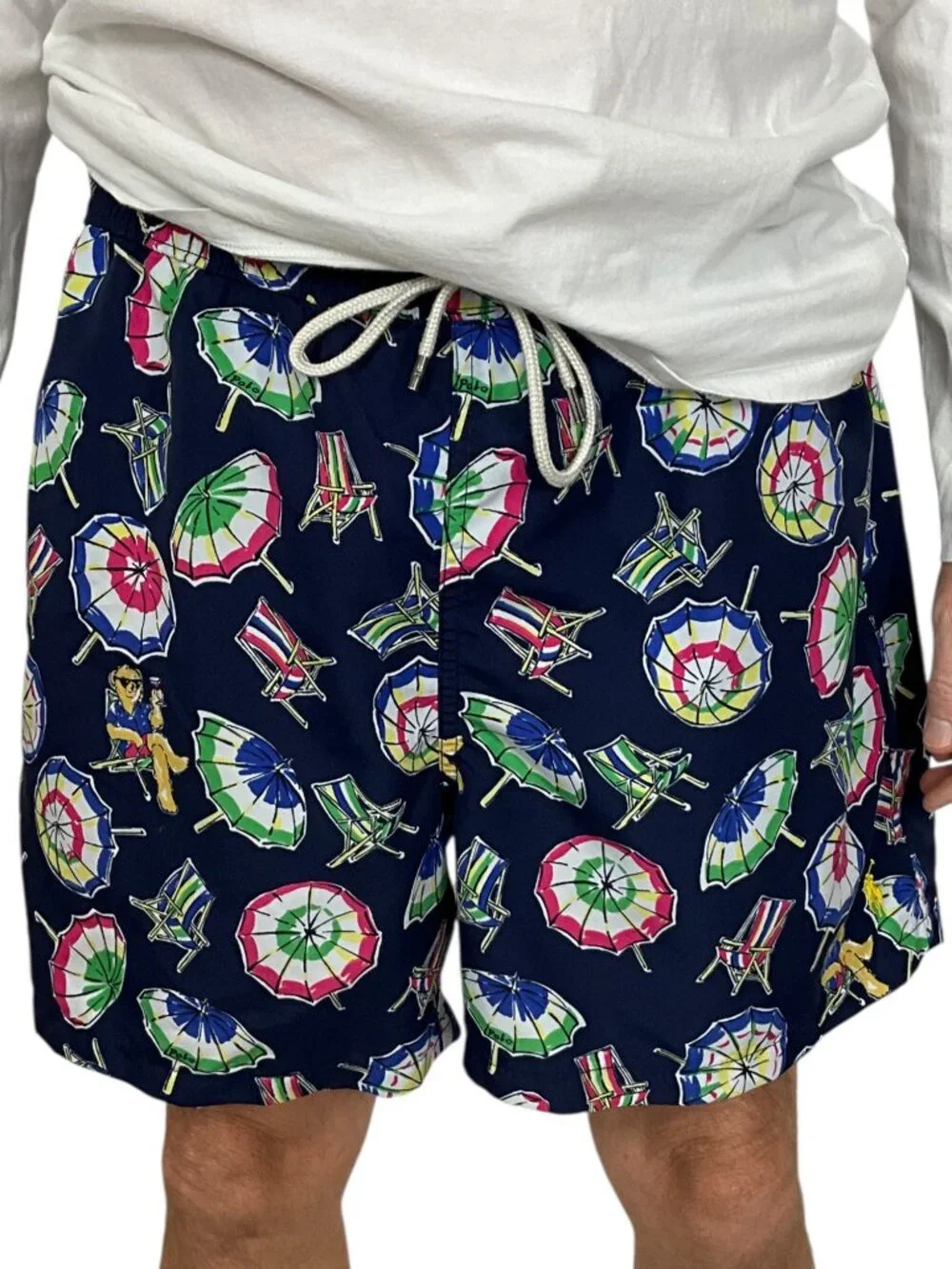 Polo Ralph Lauren Polo Bear Umbrella Swim Trunks XL Blue Lined Swimwear
